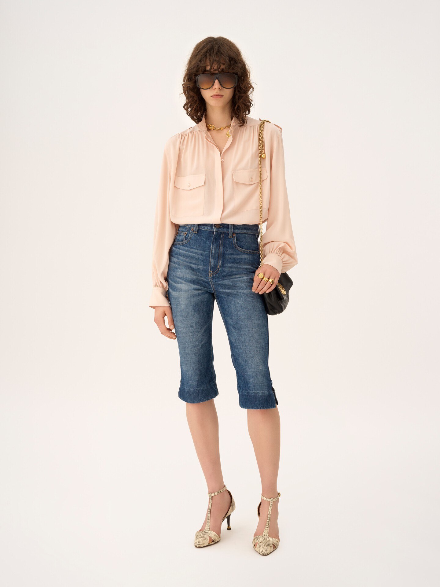 Gathered blouse in crêpe de chine - 3