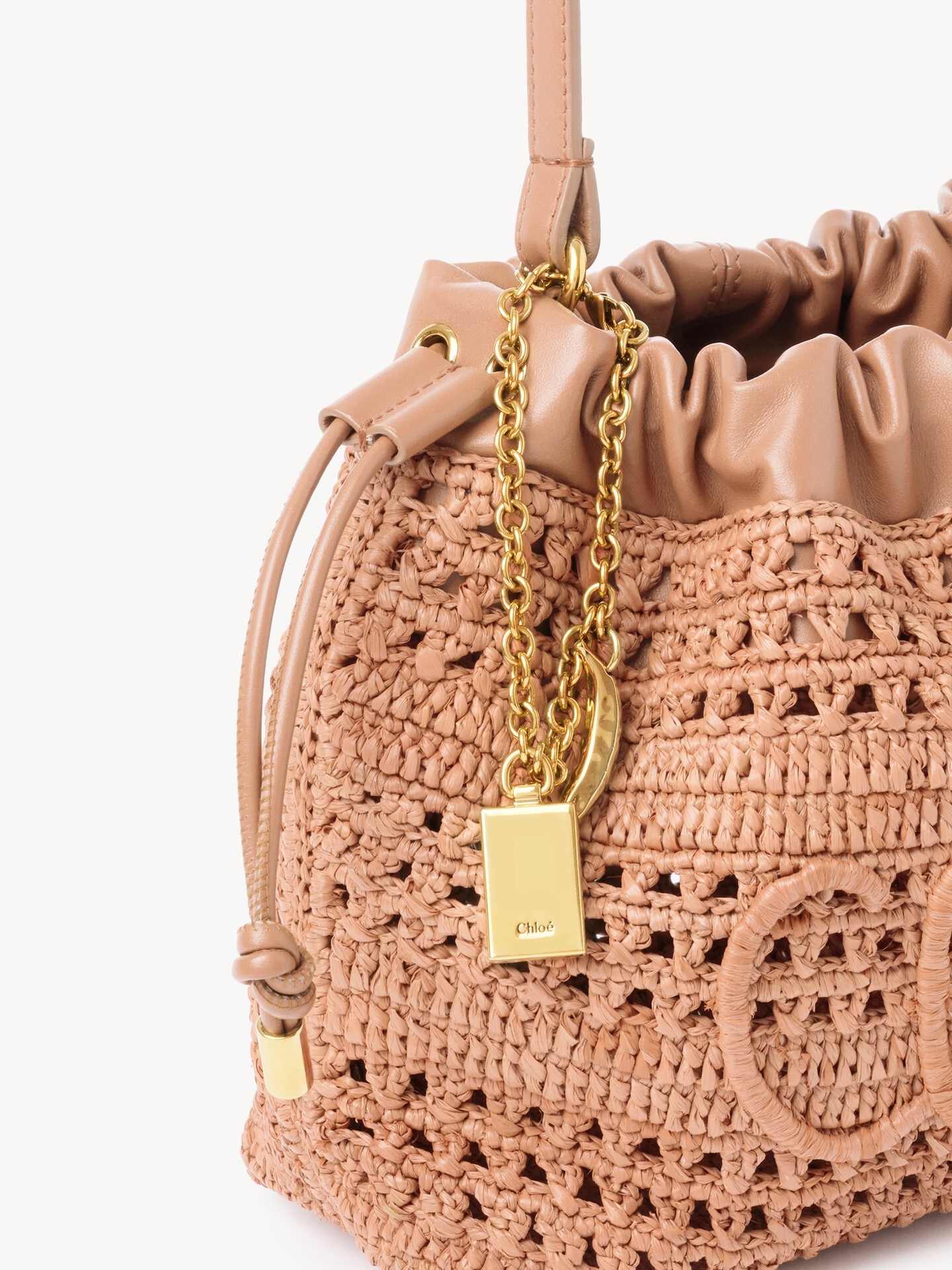 Mini bolso de hombro con cord&oacute;n Summer Banana de rafia - 7