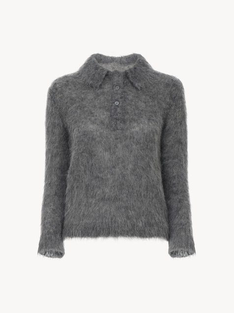 Polo sweater in an alpaca wool-blend knit