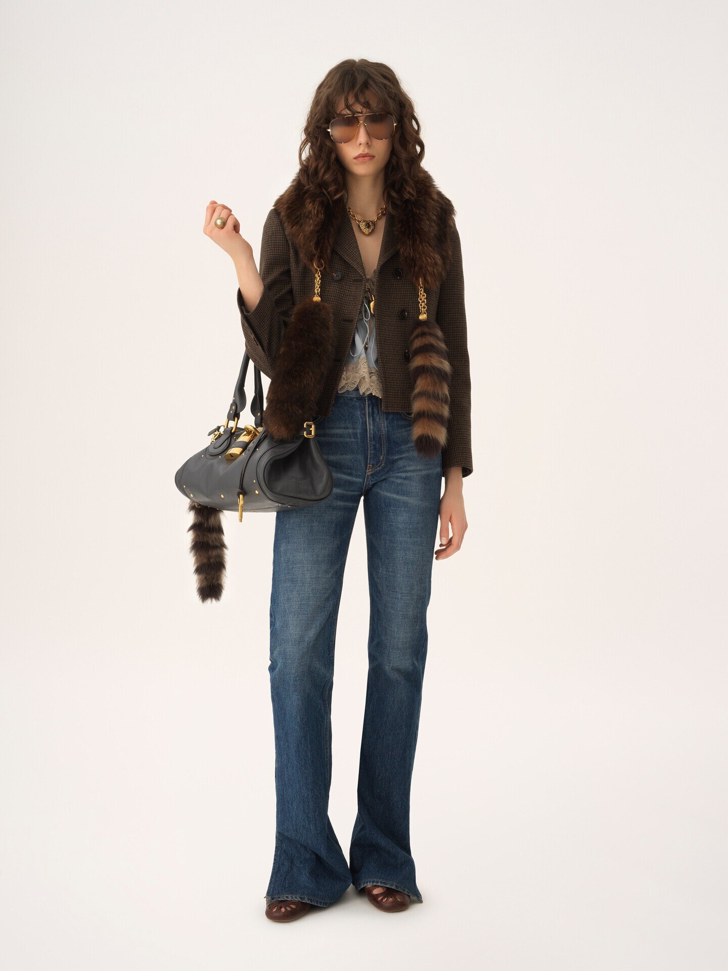 Double-breasted fitted jacket in houndstooth wool - 3