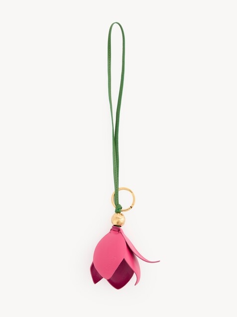 Chlo&eacute; Symbols Tulip key ring bag charm in grained leather