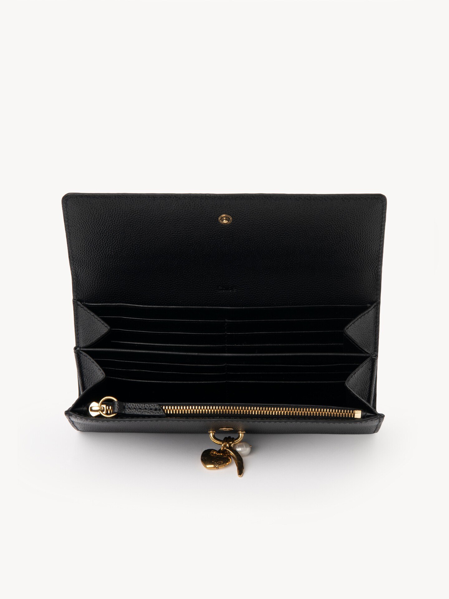 Chlo&eacute; Charms long wallet with flap in grained leather - 5