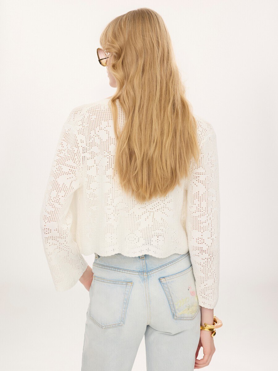 Cropped cardigan in a cotton knit - 5