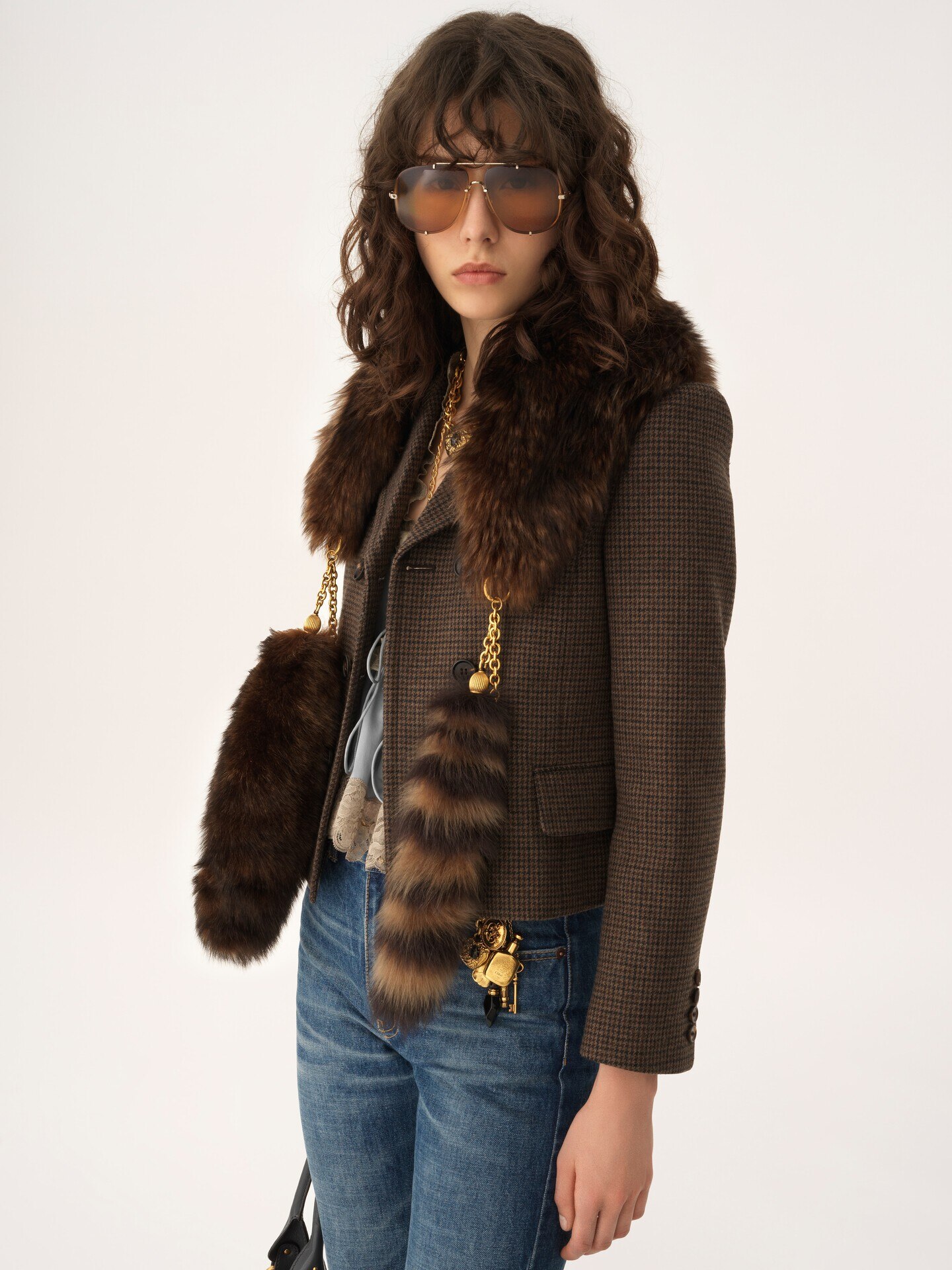 Chaqueta ajustada con doble botonadura de lana de pata de gallo - 4