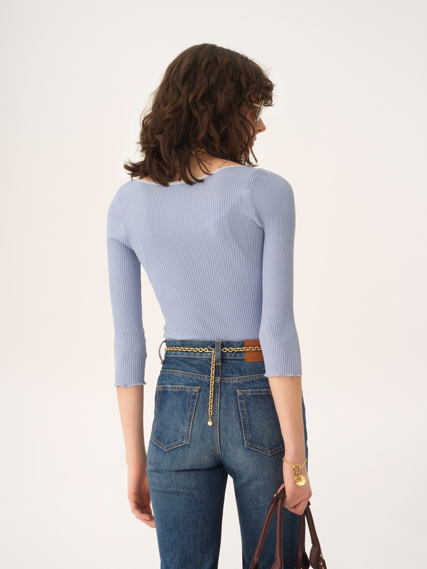 Scoop-neck fitted cardigan in cotton - 6