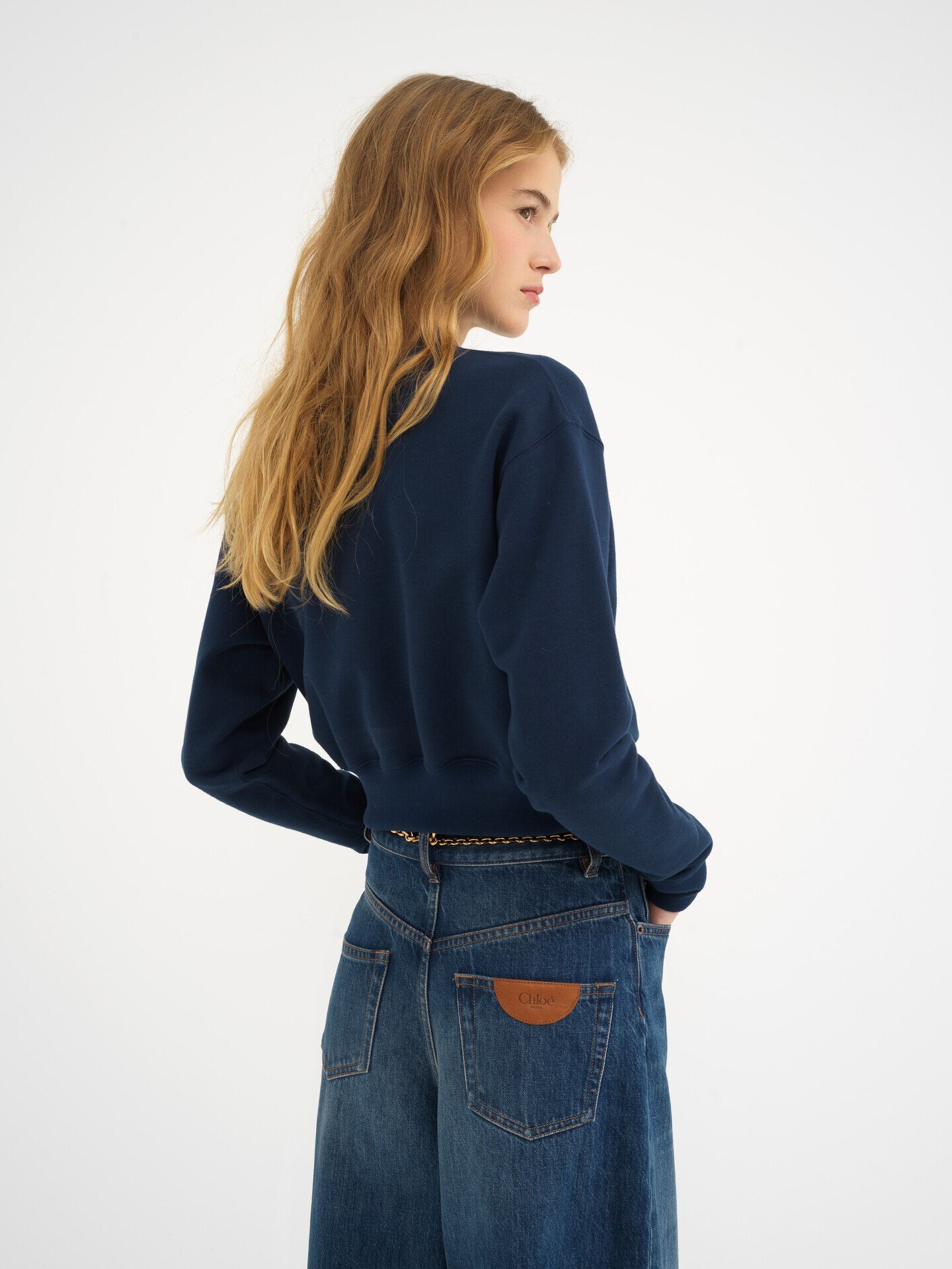 Mock-neck logo jumper in cotton fleece - 5