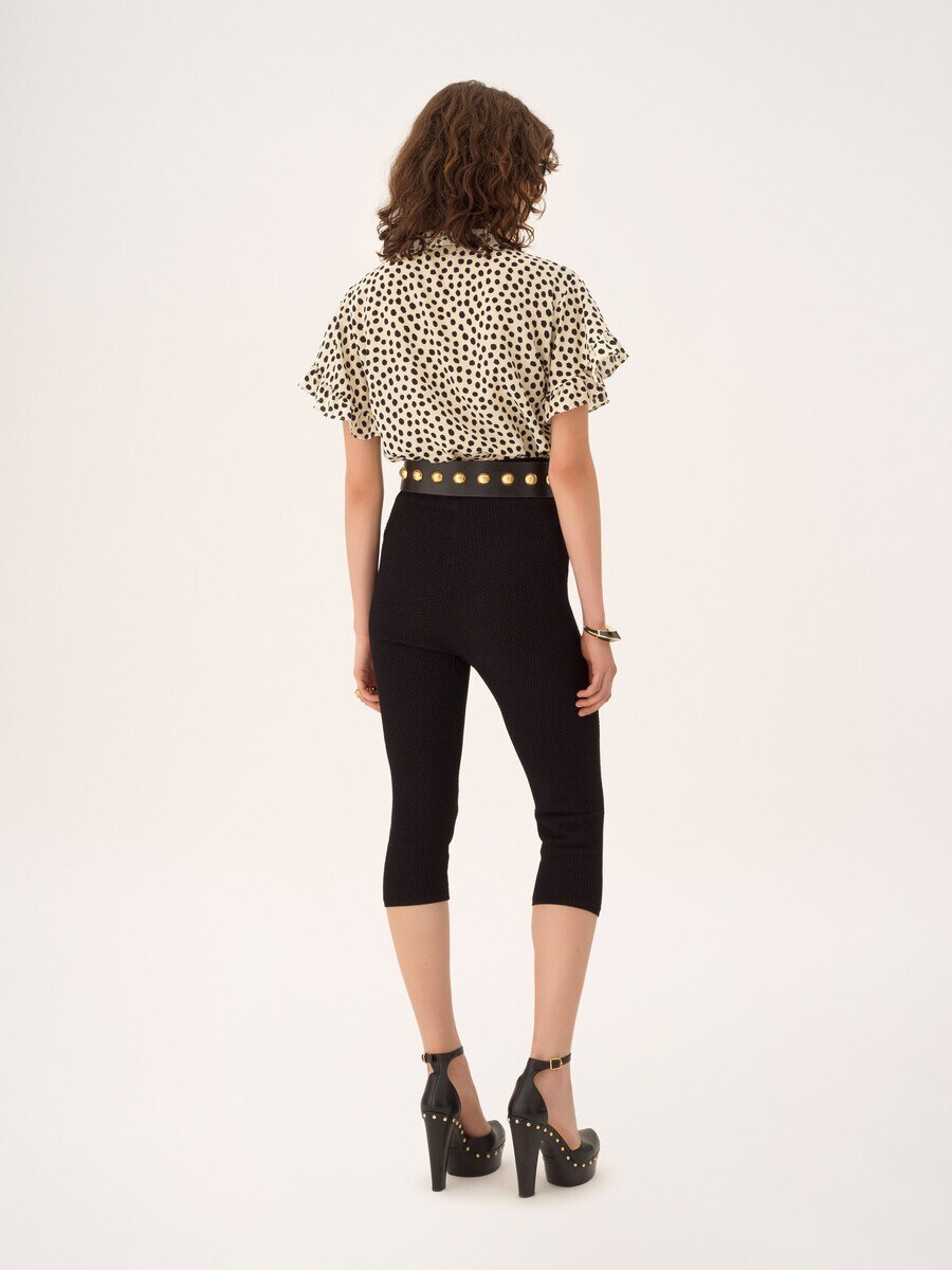 Short-sleeve ruffle top in cr&ecirc;pe de chine - 5
