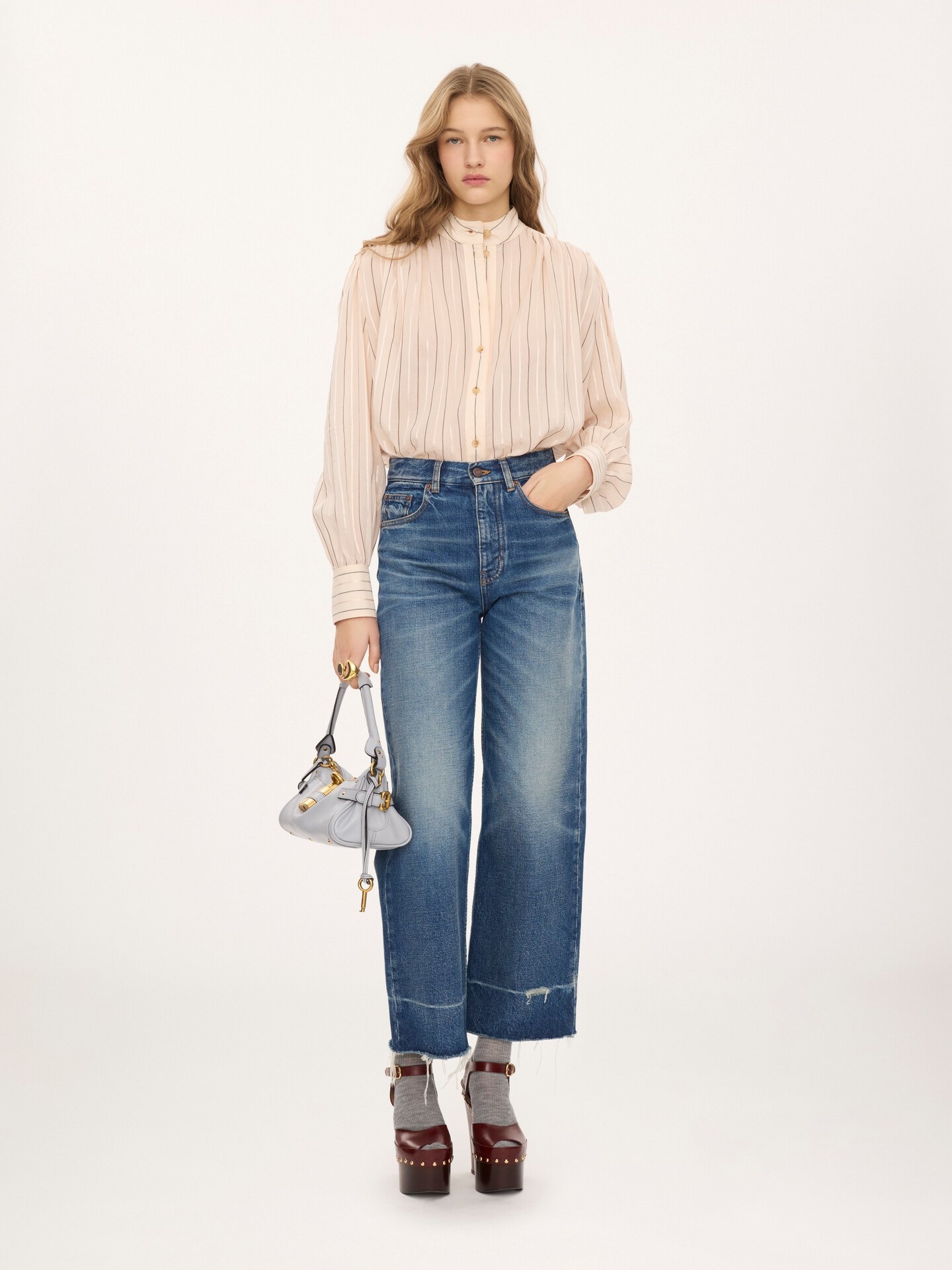 Gathered blouse in cotton & silk poplin - 3