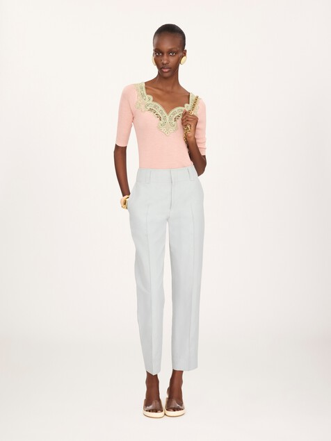 Cigarette trousers in a linen-cotton mix