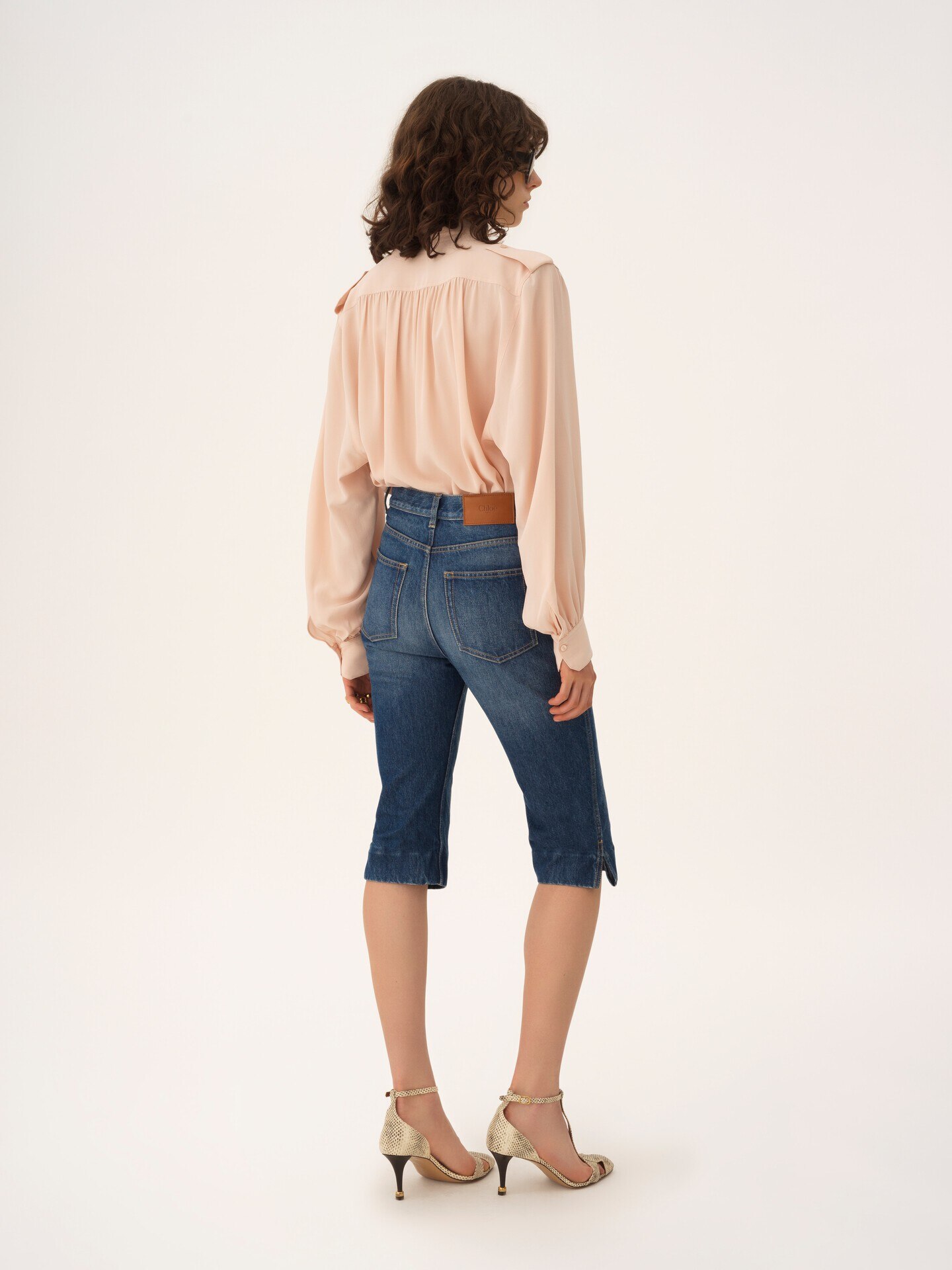 Gathered blouse in cr&ecirc;pe de chine - 7