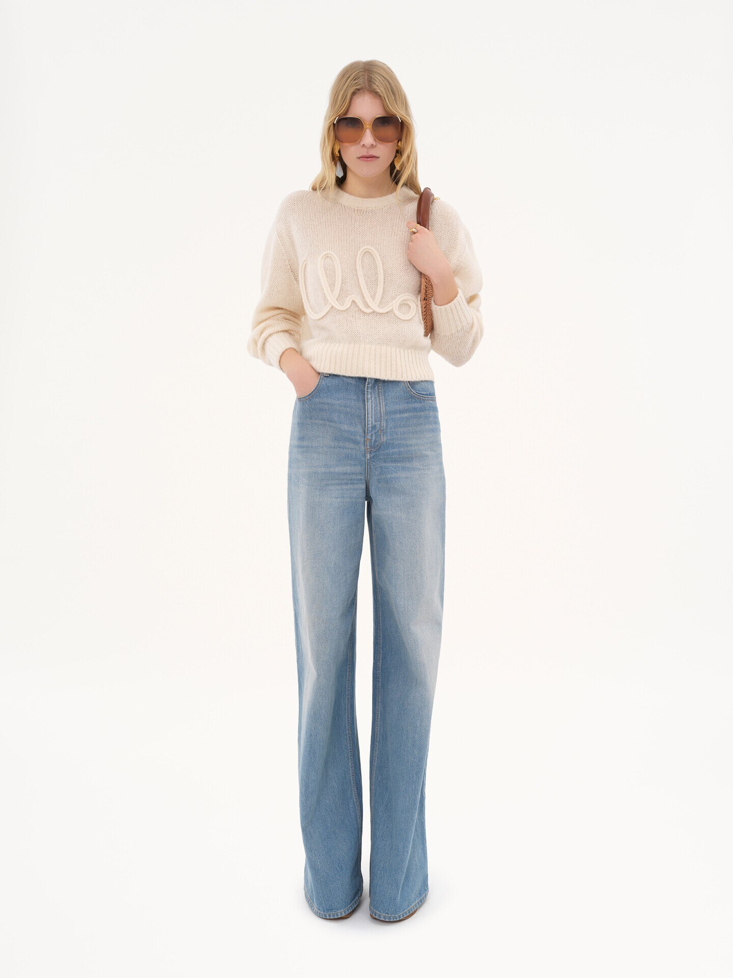 Logo jumper in alpaca wool & silk knit - 3