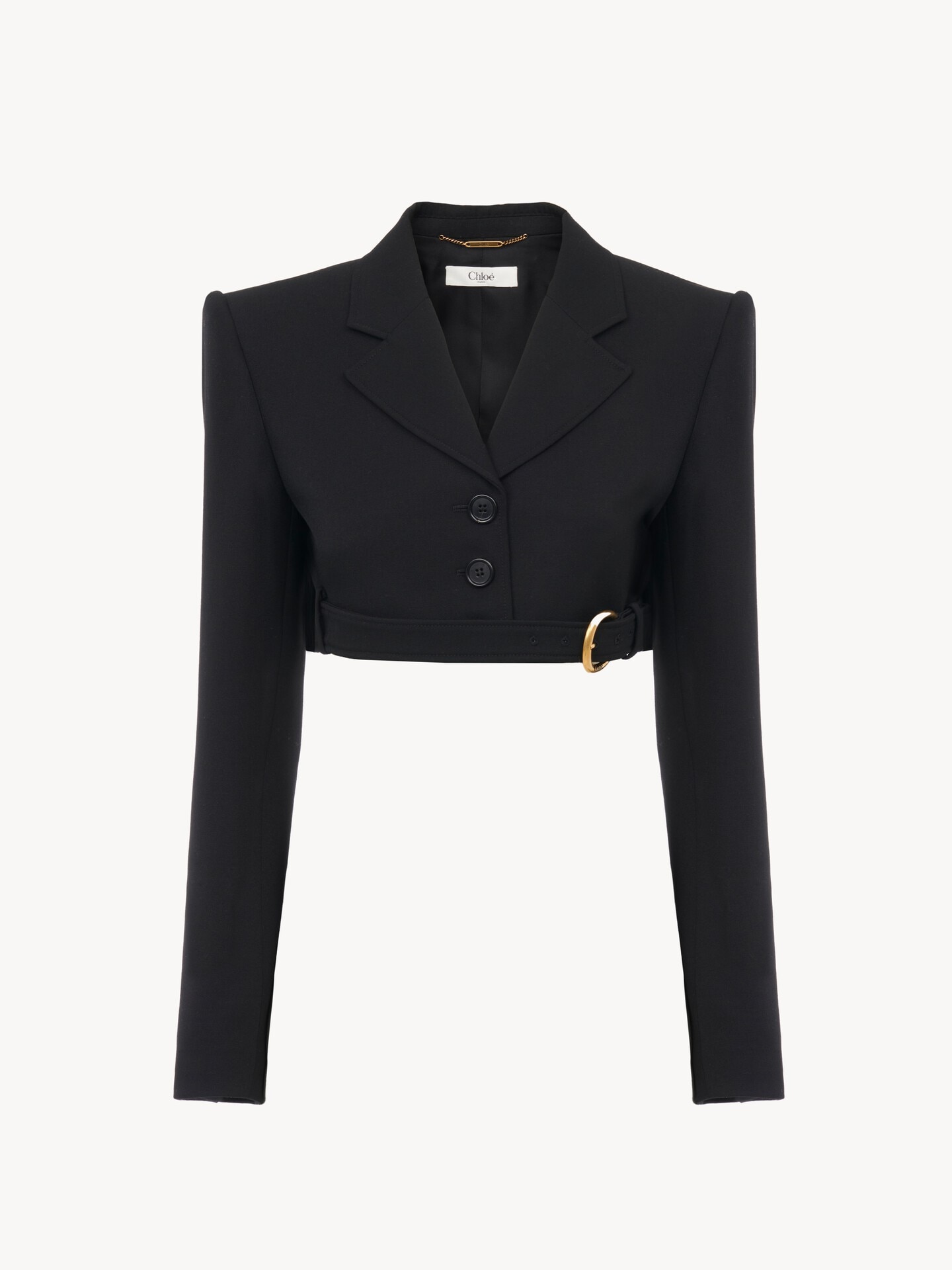 Cropped Spencer jacket in wool grain de poudre - 2
