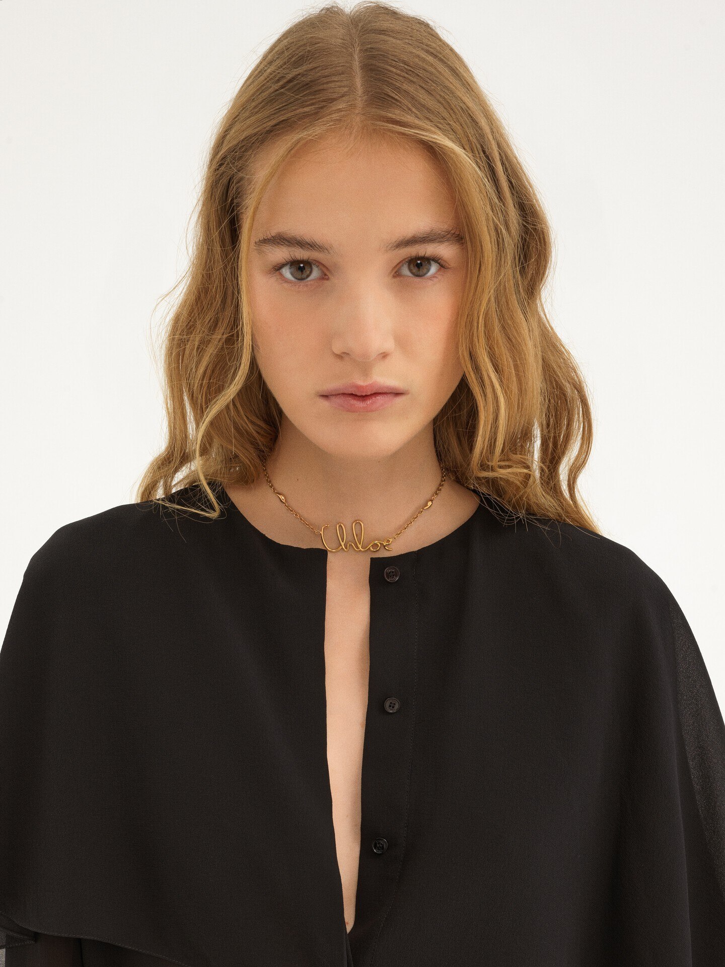 Cape blouse in silk georgette - 5