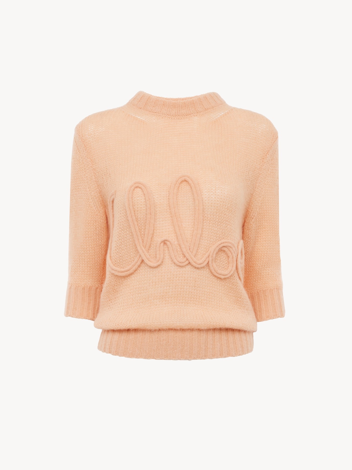 Elbow-sleeve logo jumper in alpaca wool & silk knit - 1