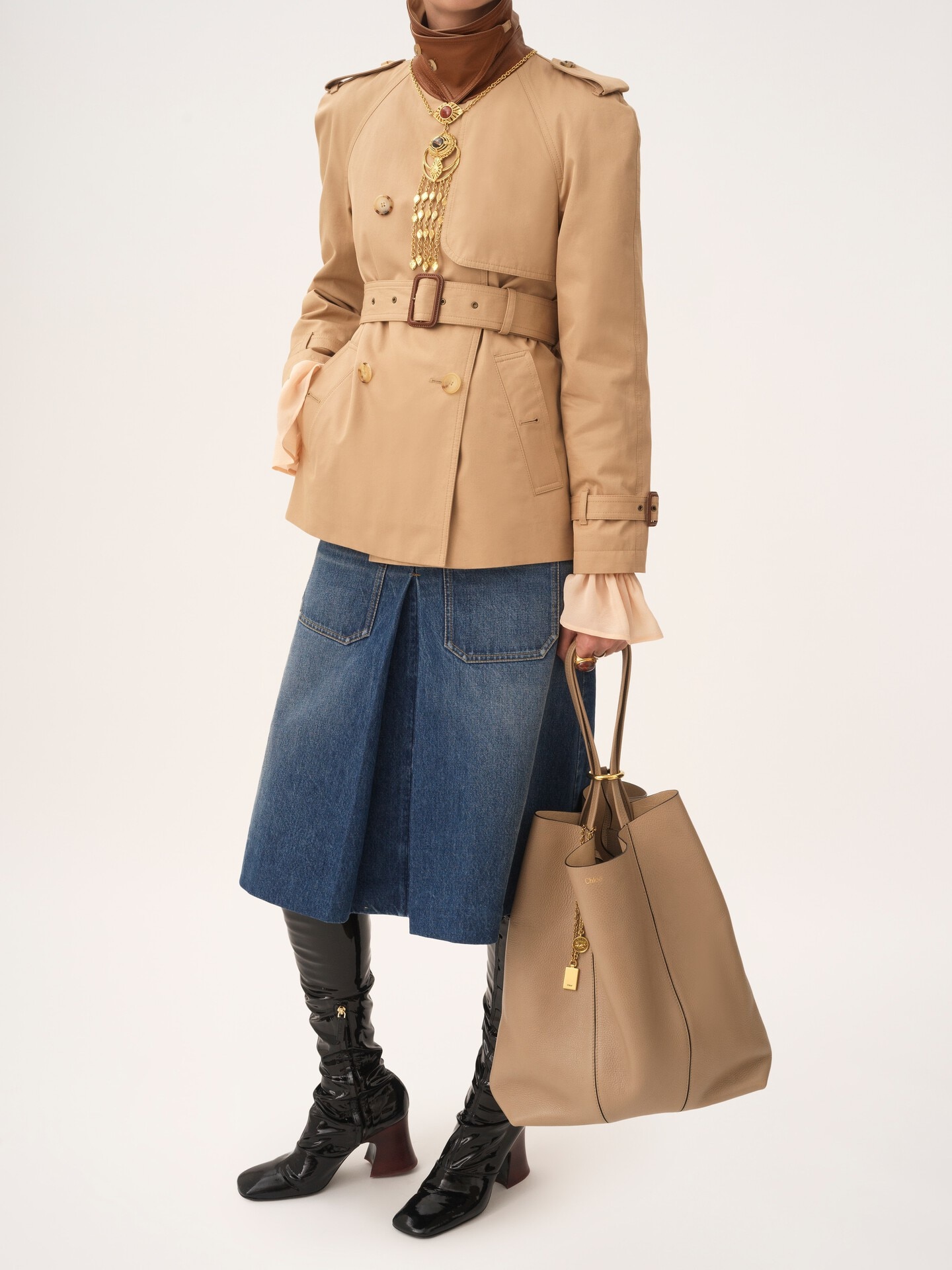 Large Chloé Spin tote bag in grained leather - 7