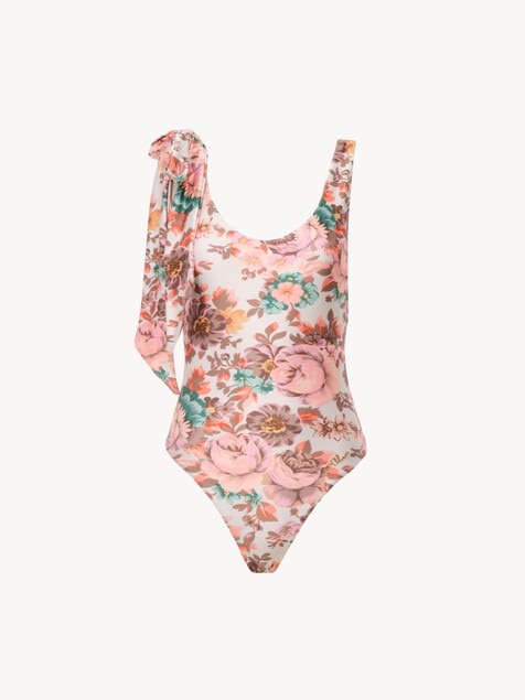Knotted-strap one-piece swimsuit
