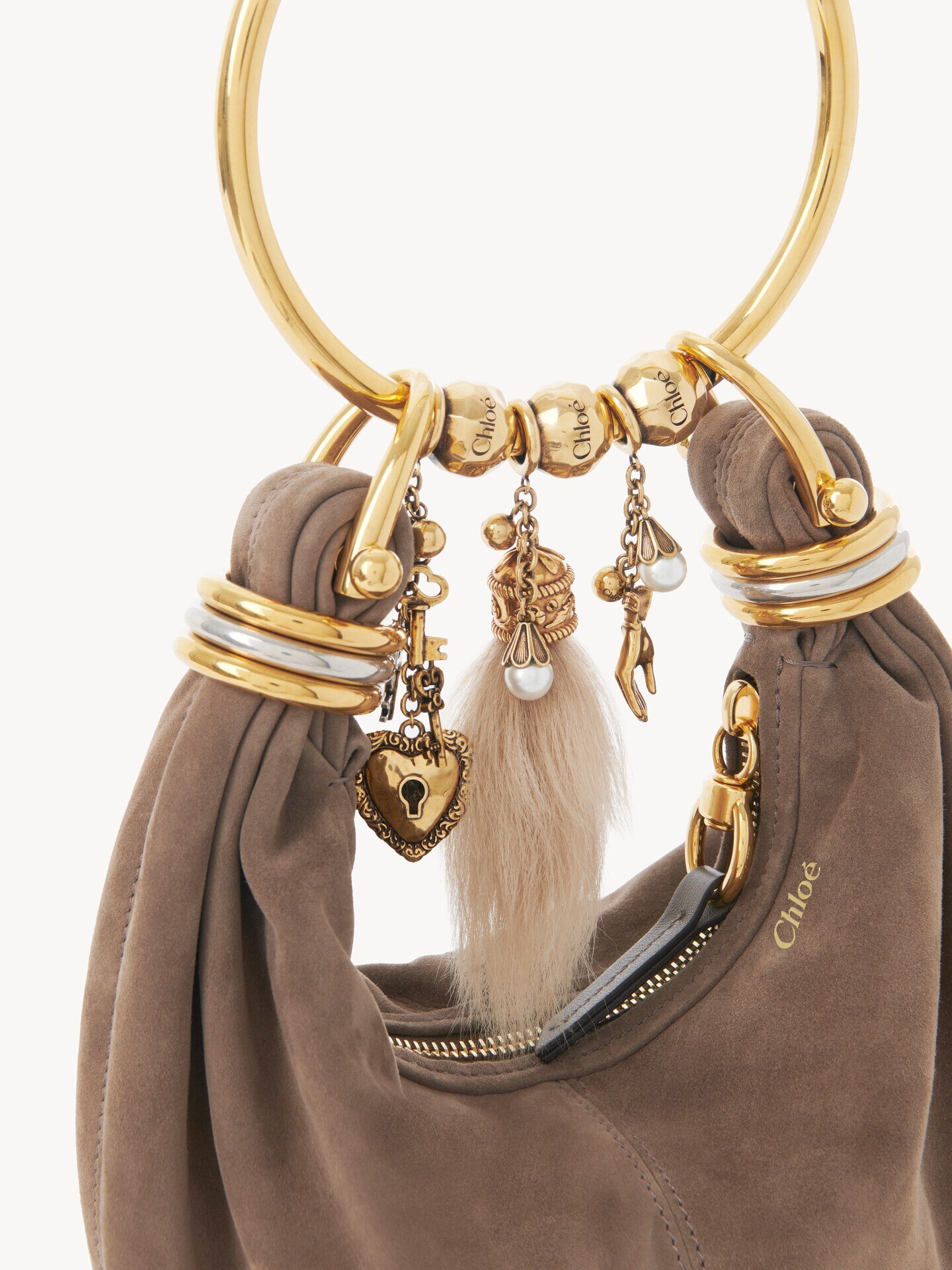 Mini Bracelet Hobo bag in suede leather - 10