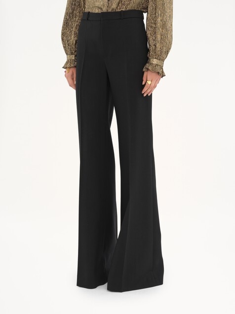 Pantalones de sastre acampanados de lana grain de poudre