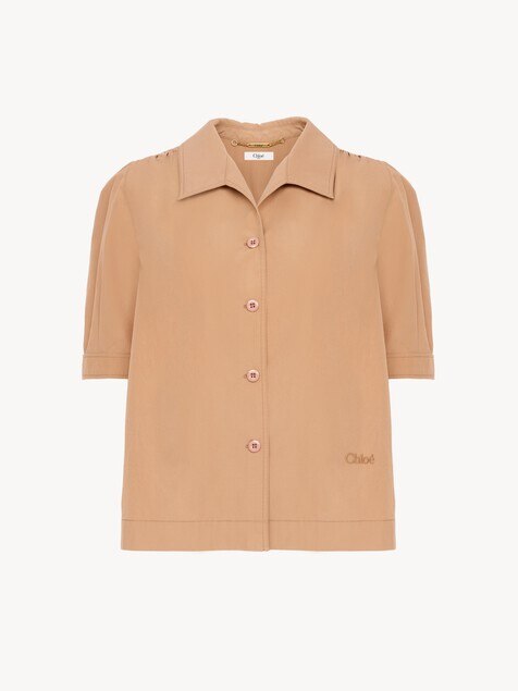 Short-sleeve shirt in cotton poplin