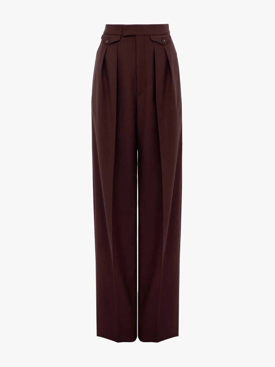 High-rise gathered pants in wool gabardine - 2