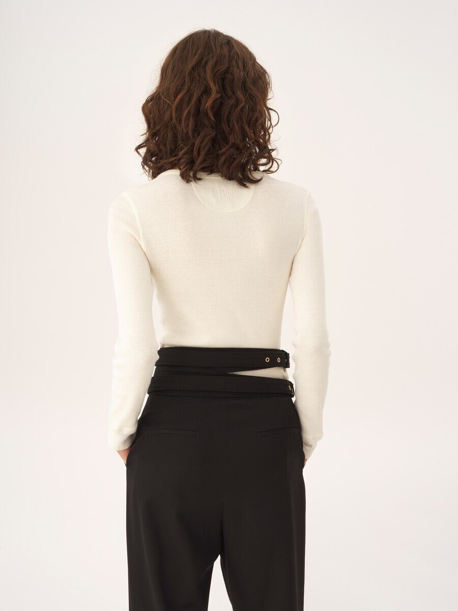 Scoop-neck Henley shirt in cotton jersey - 5