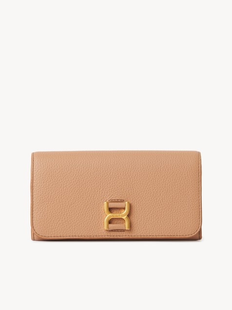 Marcie long wallet with flap in grained leather