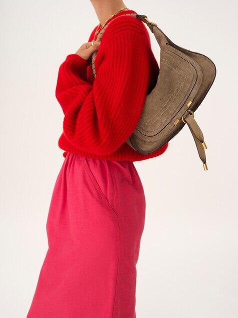 Small Marcie shoulder bag in suede leather