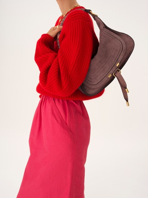 Small Marcie shoulder bag in suede leather