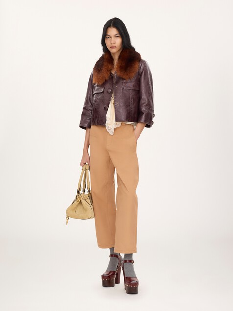 Cropped jacket in leather