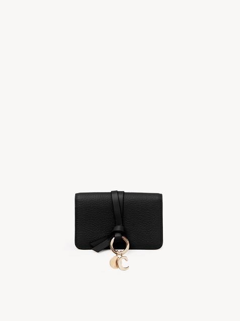 Alphabet card holder in grained leather