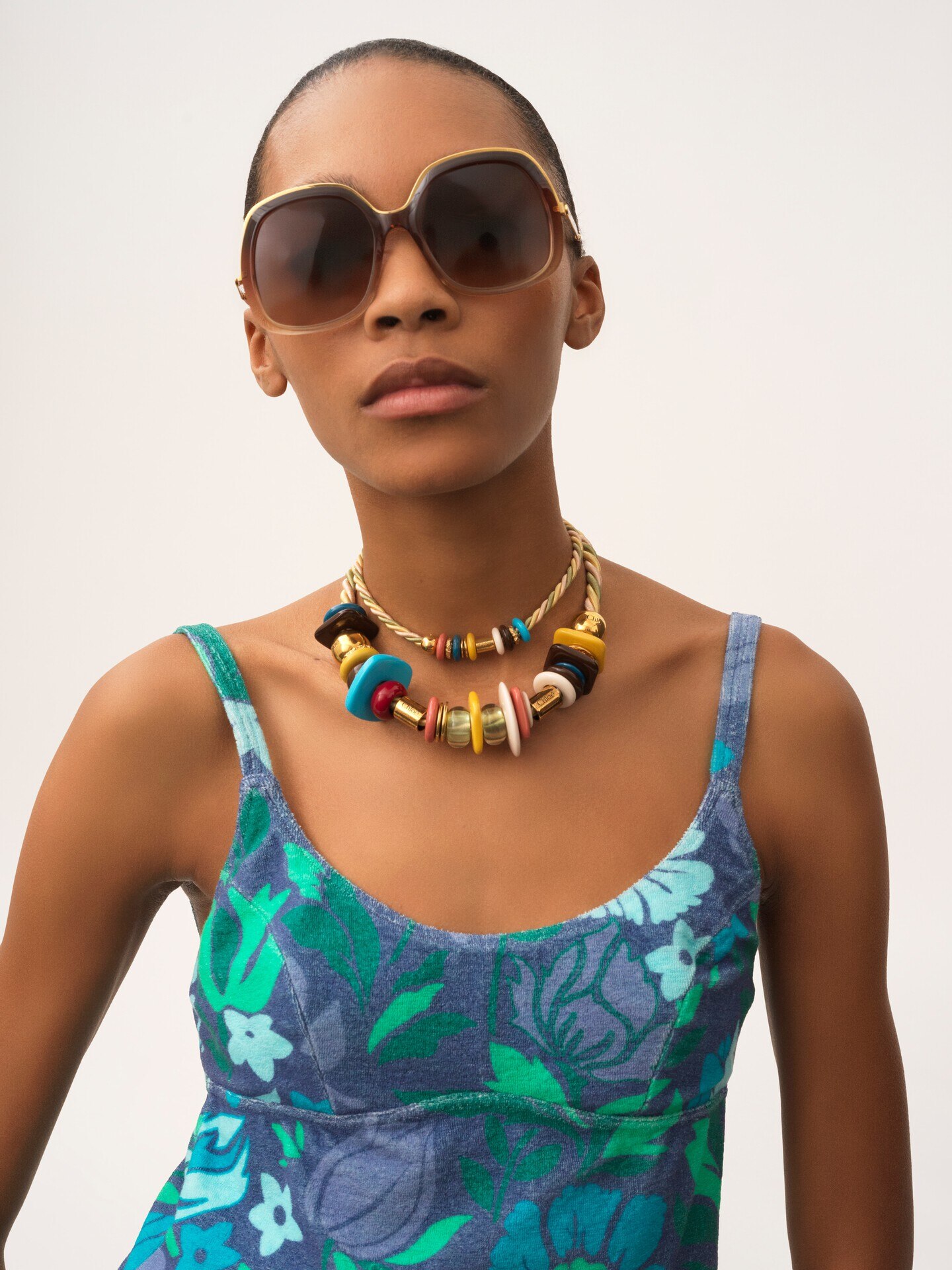 Thin-strap mini dress in cotton jersey - 5