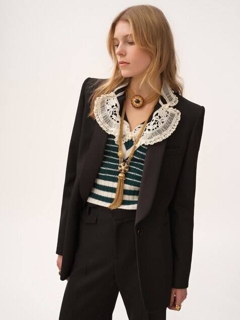 Tuxedo jacket in wool grain de poudre