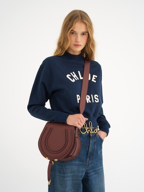 Marcie saddle bag in grained leather