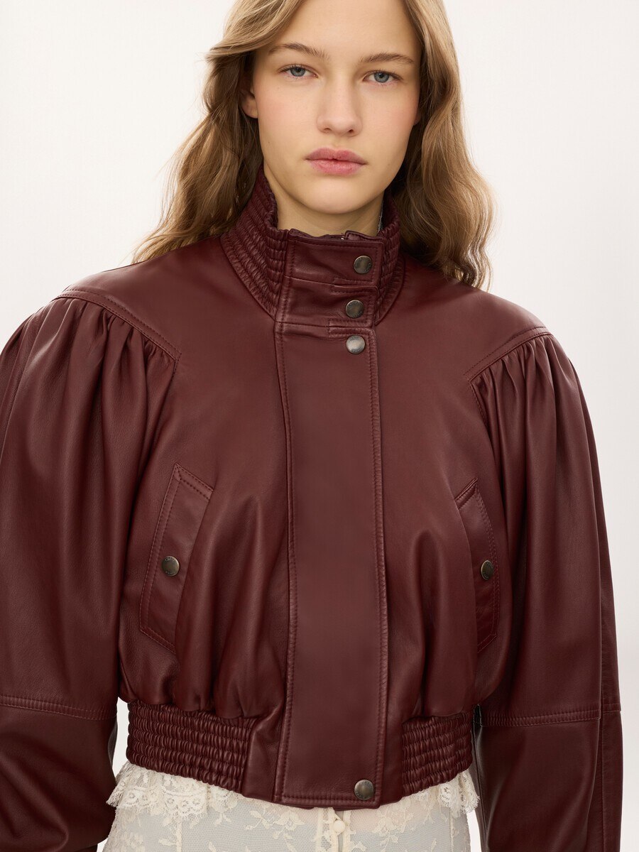 Cropped scarf jacket in leather - 9