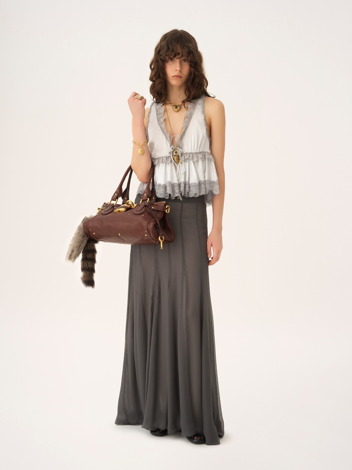Fluid maxi skirt in silk mousseline - 3