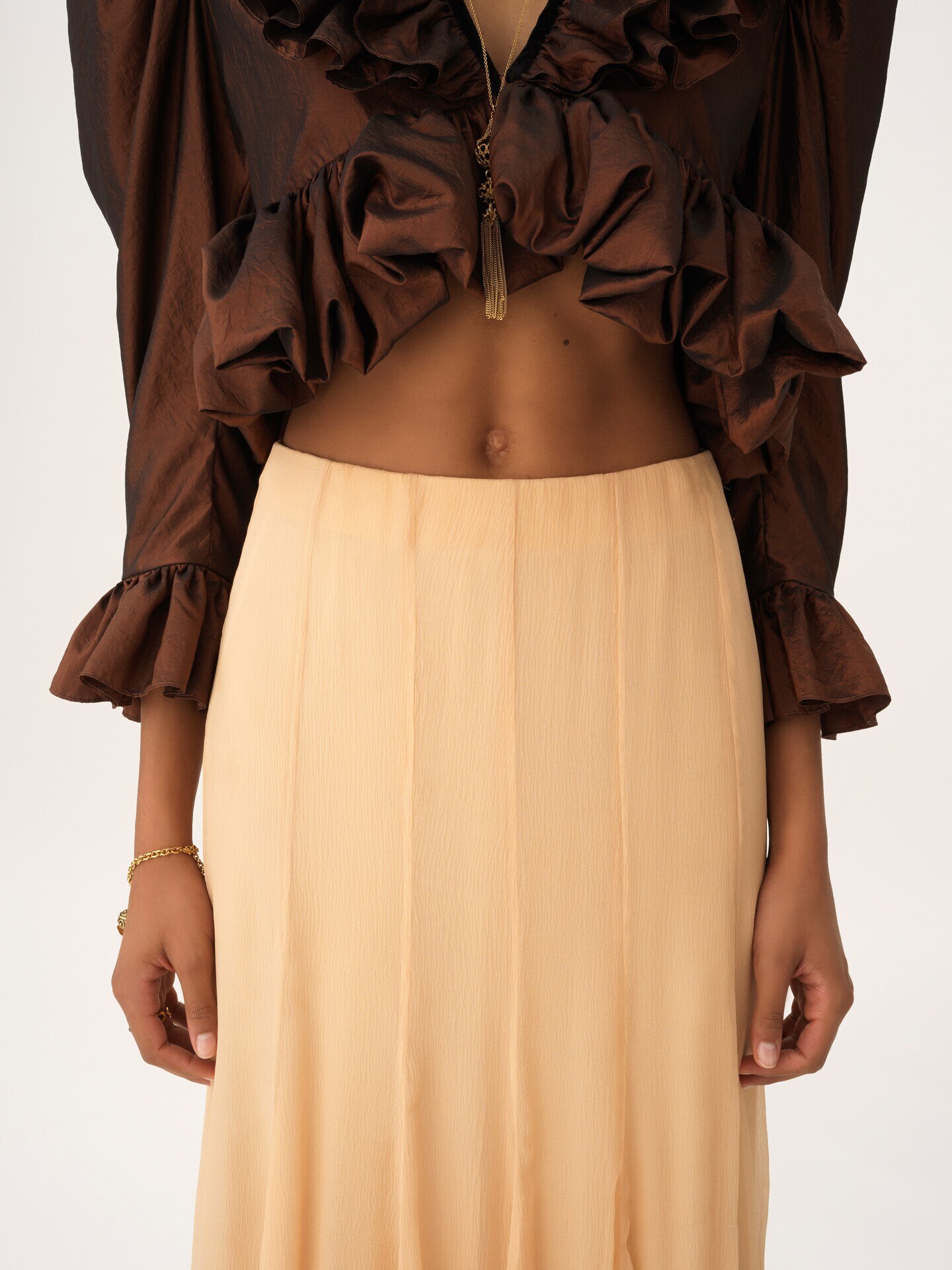 Fluid maxi skirt in silk mousseline - 8