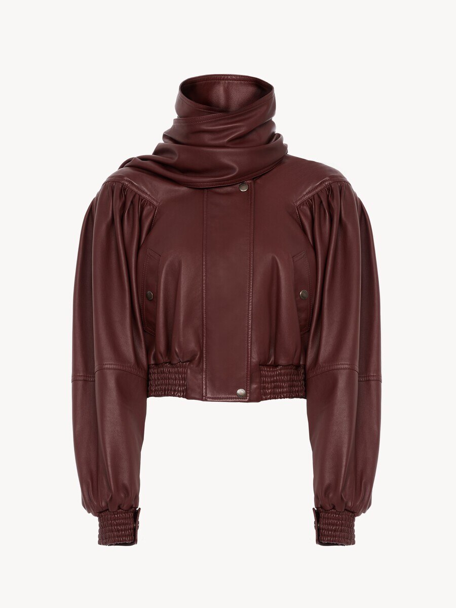 Cropped scarf jacket in leather - 2