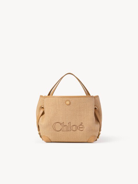 Small Chlo&eacute; Clover double carry bag in raffia-effect fibers