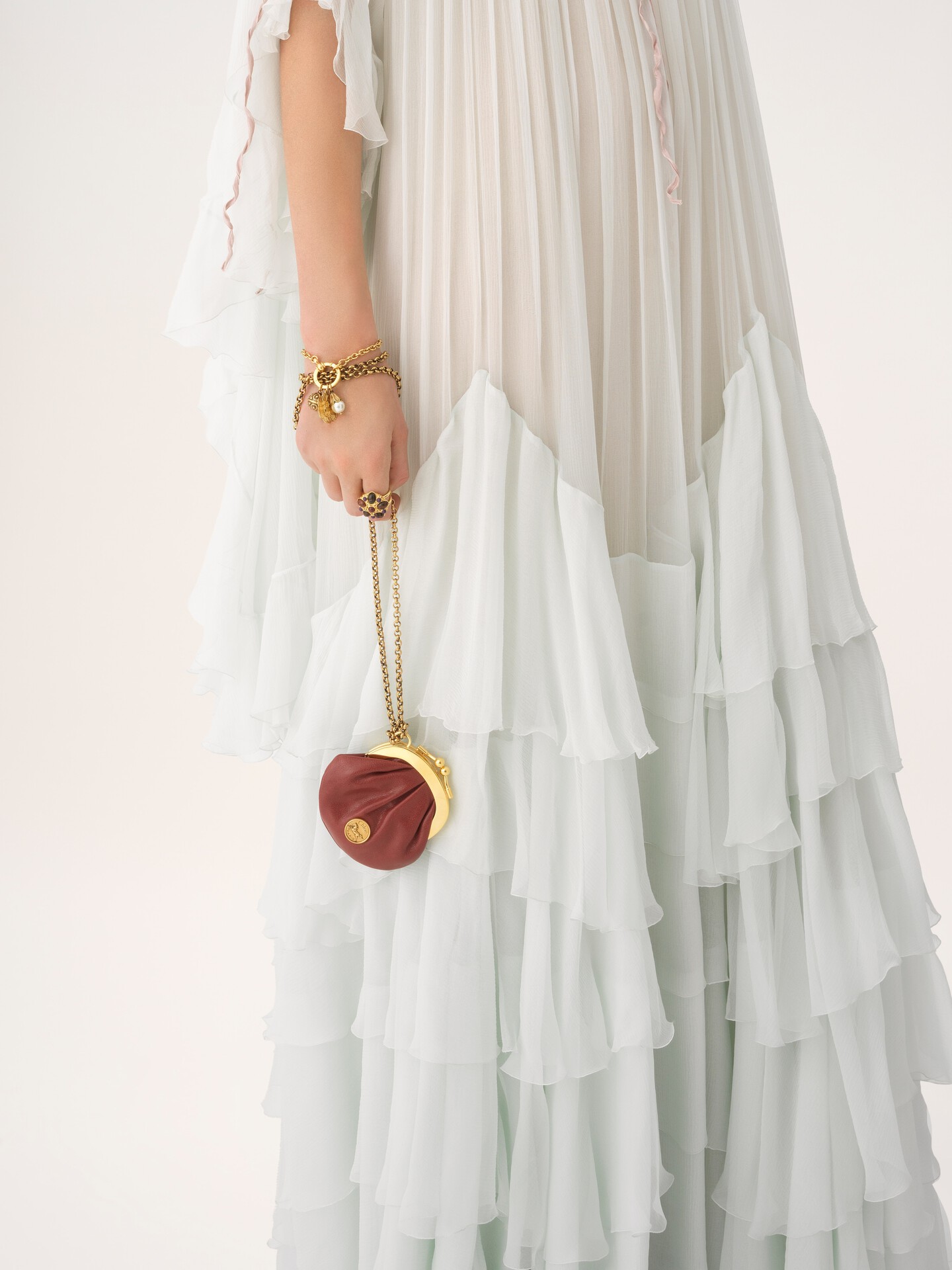 Micro Horse Medal coin purse necklace in grained leather - 3