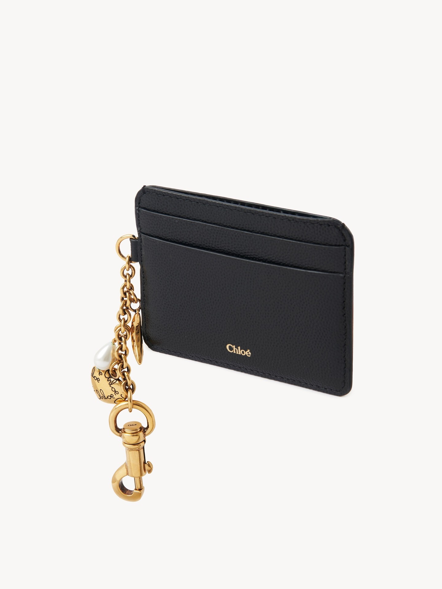 Chlo&eacute; Charms card holder in grained leather - 3