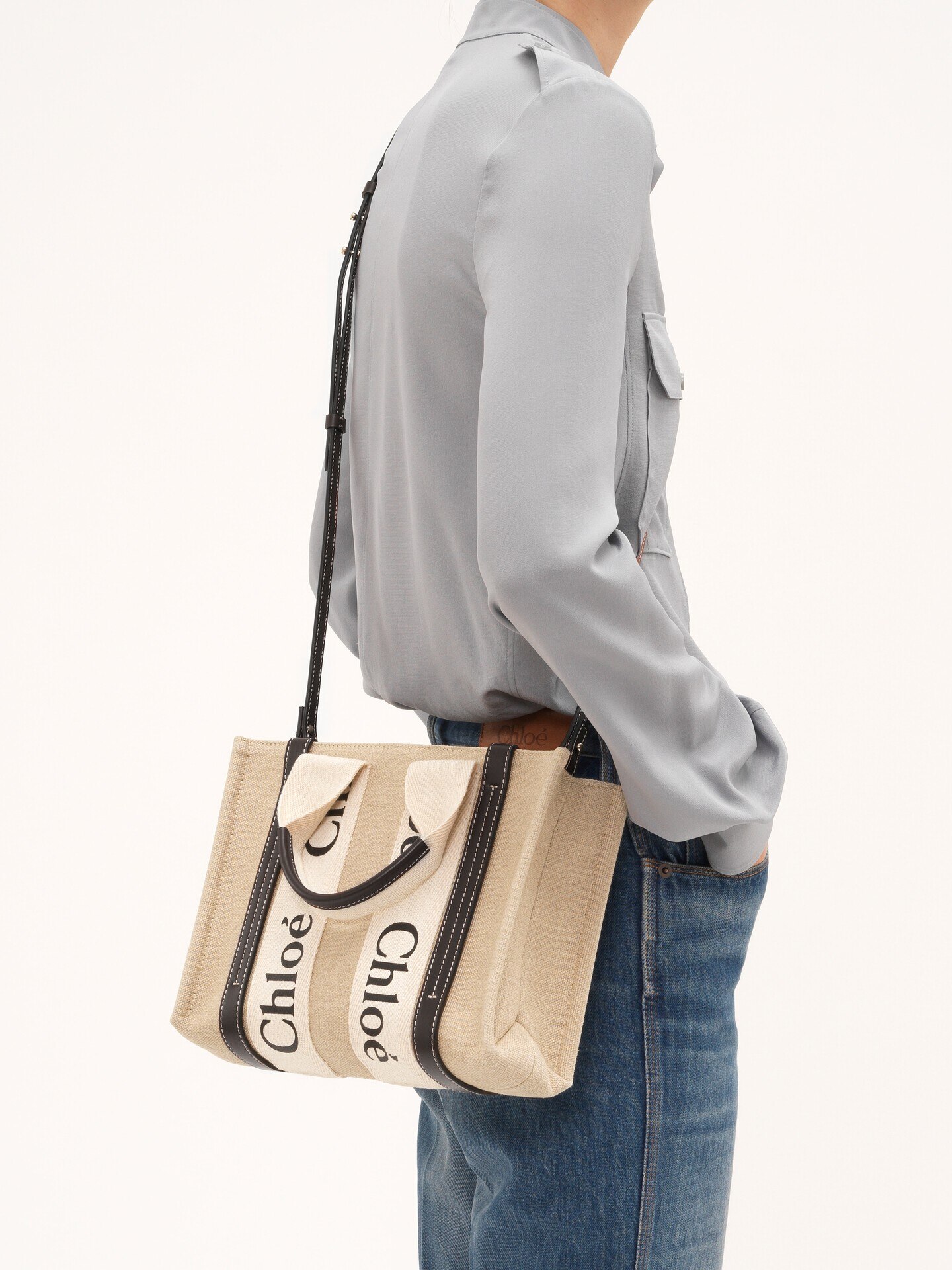 Bolso tote peque&ntilde;o Woody de lino - 3