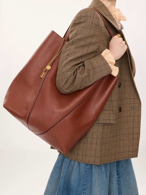 Bolso tote Chlo&eacute; Spin grande de cuero granulado