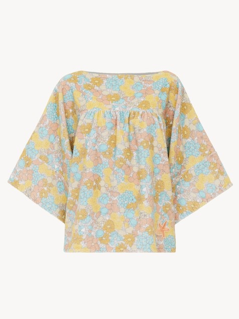 Short-sleeve top in cotton toweling