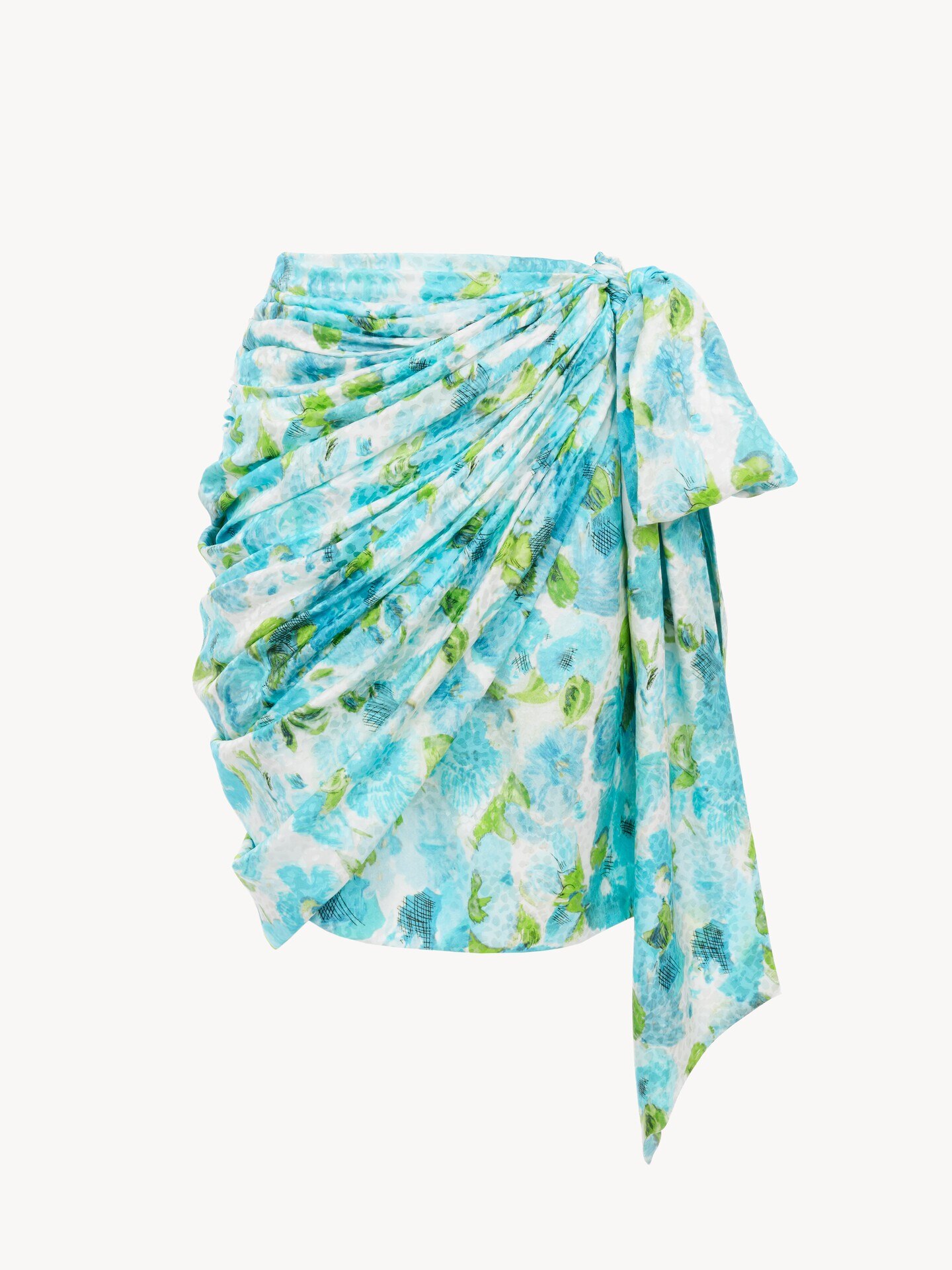 Short wrap skirt in silk jacquard - 1