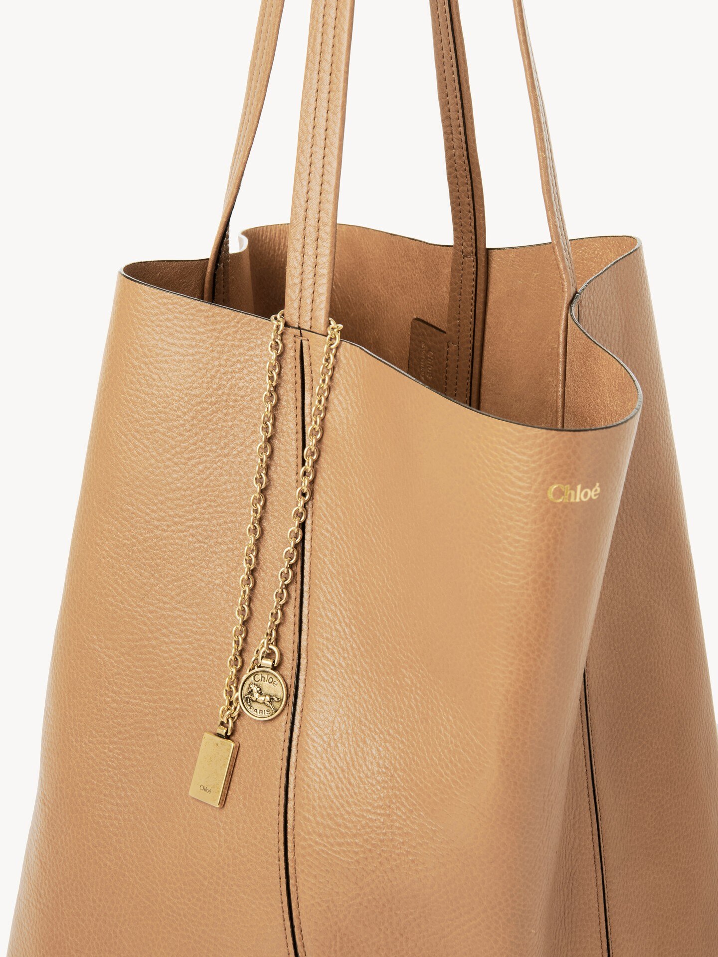 Large Chloé Spin tote bag in grained leather - 6