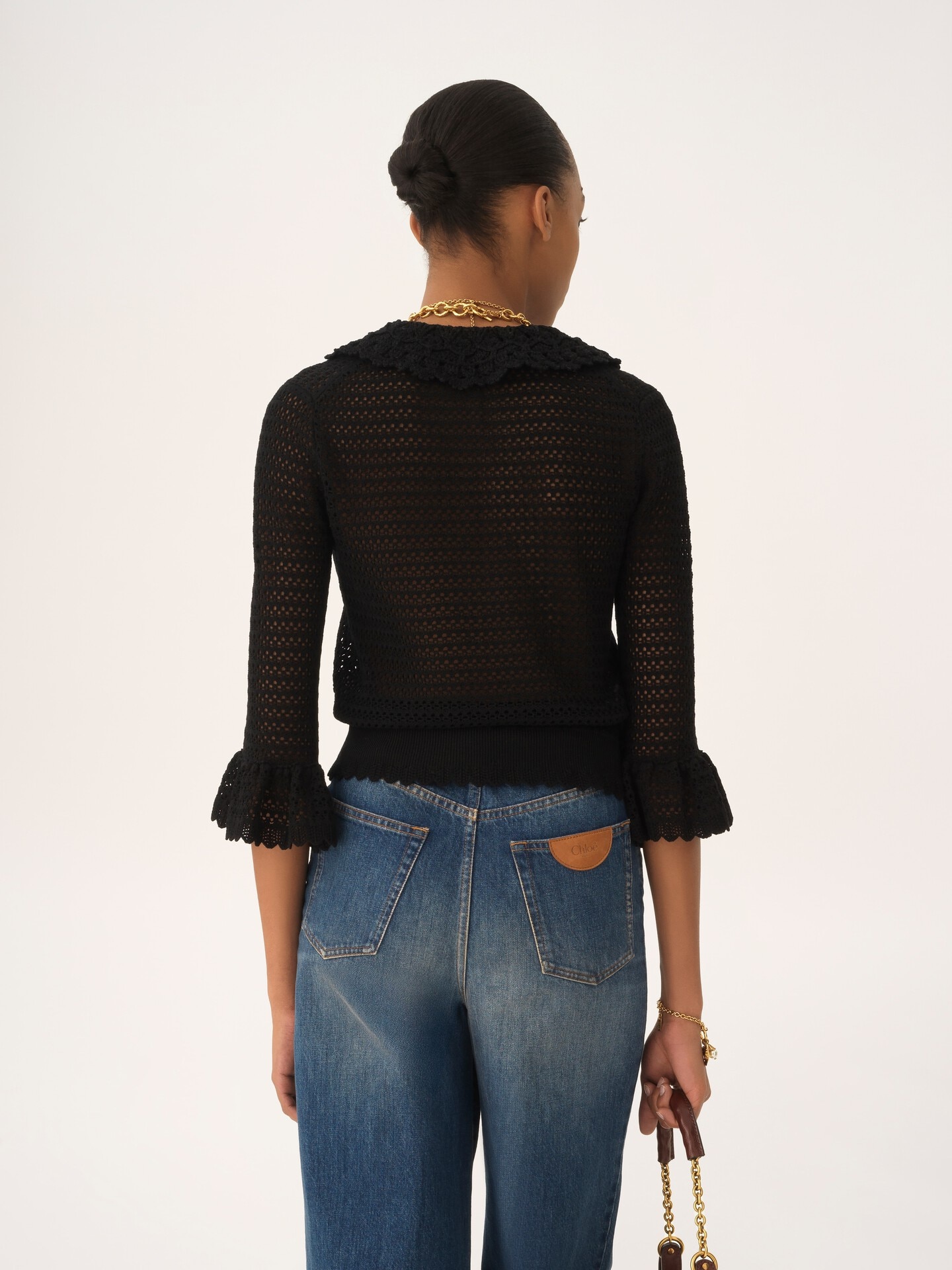 Elbow-sleeve collared jumper in a wool knit - 5