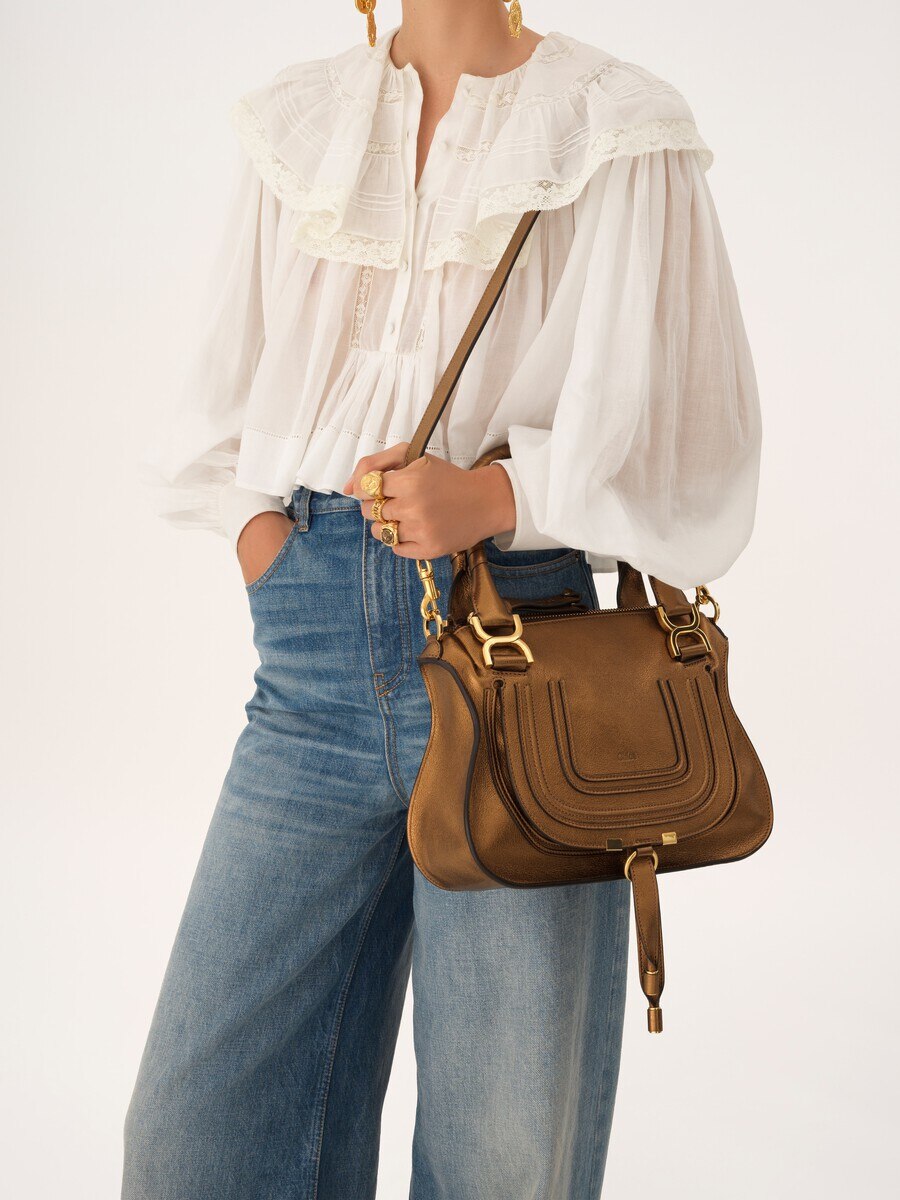 Small Marcie bag in metallized leather - 3