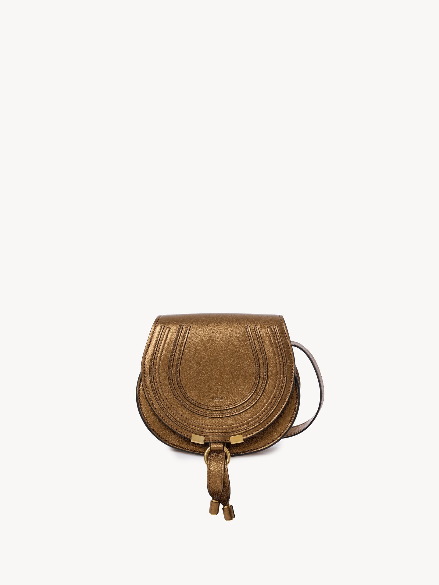 Bolso saddle Marcie peque&ntilde;o de cuero metalizado - 2