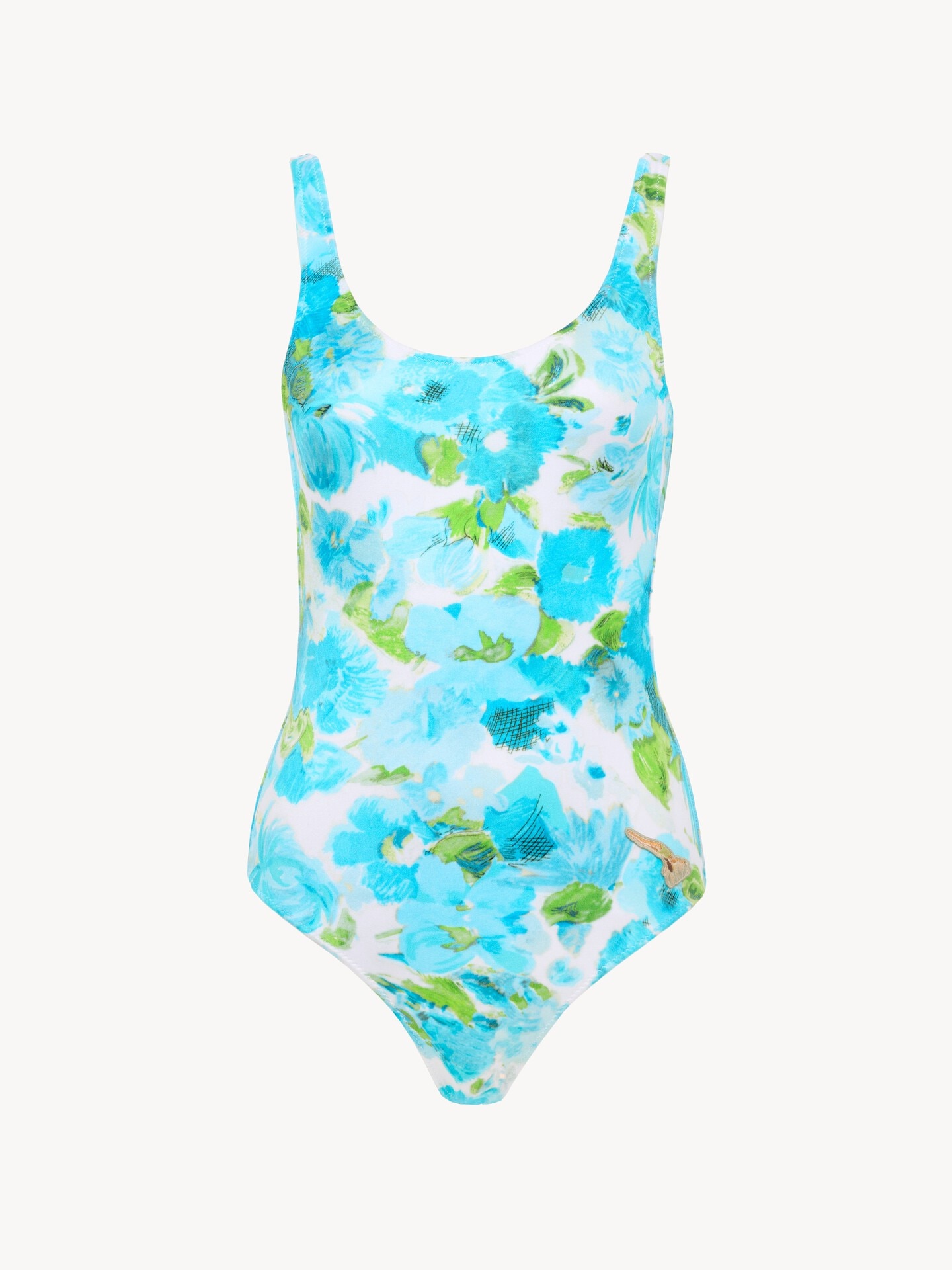 Ba&ntilde;ador de una pieza con estampado de flores acu&aacute;ticas - 2