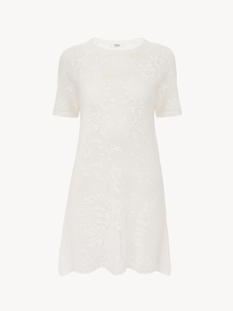 Short-sleeve fitted mini dress in a cotton knit